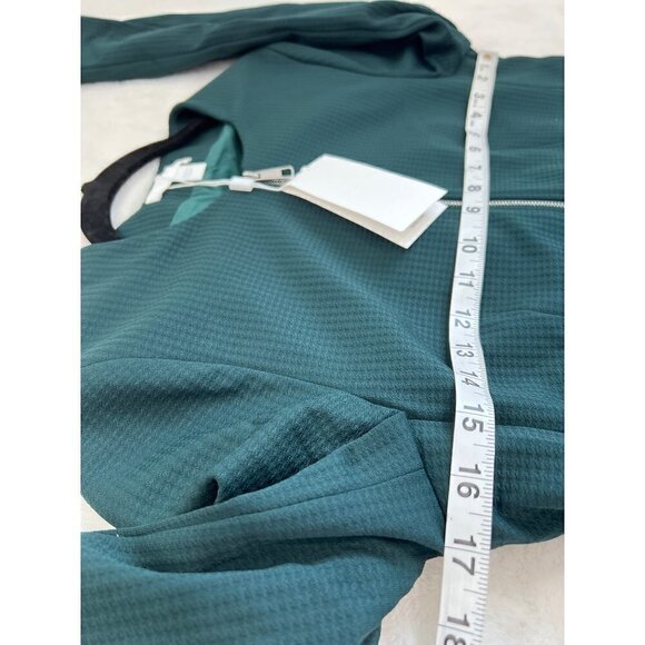 NWT BOSS Hugo Boss Size/US2 Jaxine Checkered Zip Front Collarless Blazer Green - Picture 7 of 12